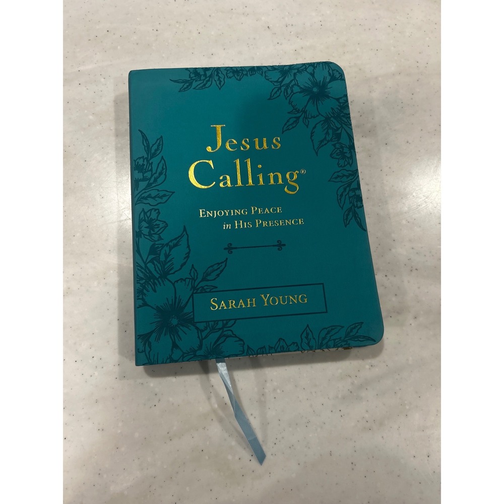 Jesus Calling Sarah Young Devotional Book Large Deluxe Teal Leatherette Floral
